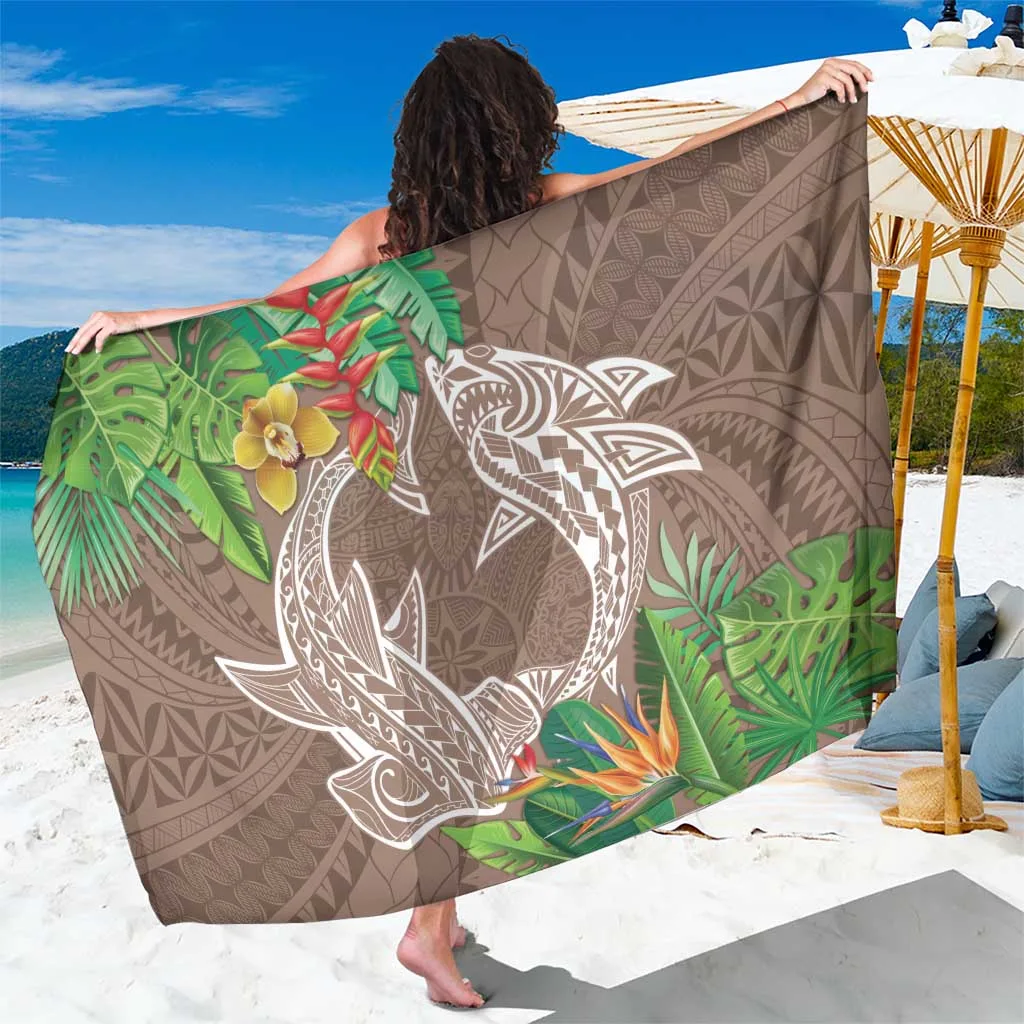 Polynesia Sarong Sharks Duo Tropical Brown - main view