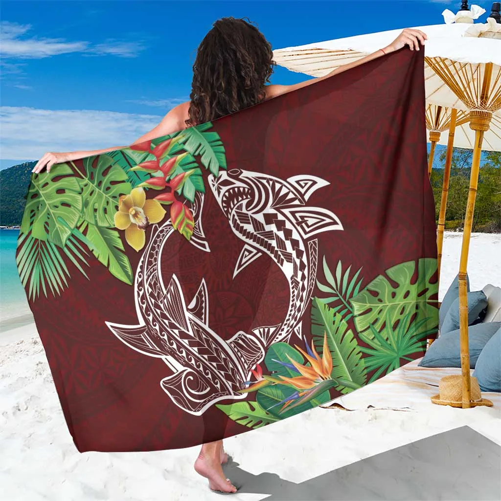 Polynesia Sarong Sharks Duo Tropical Oxblood - related