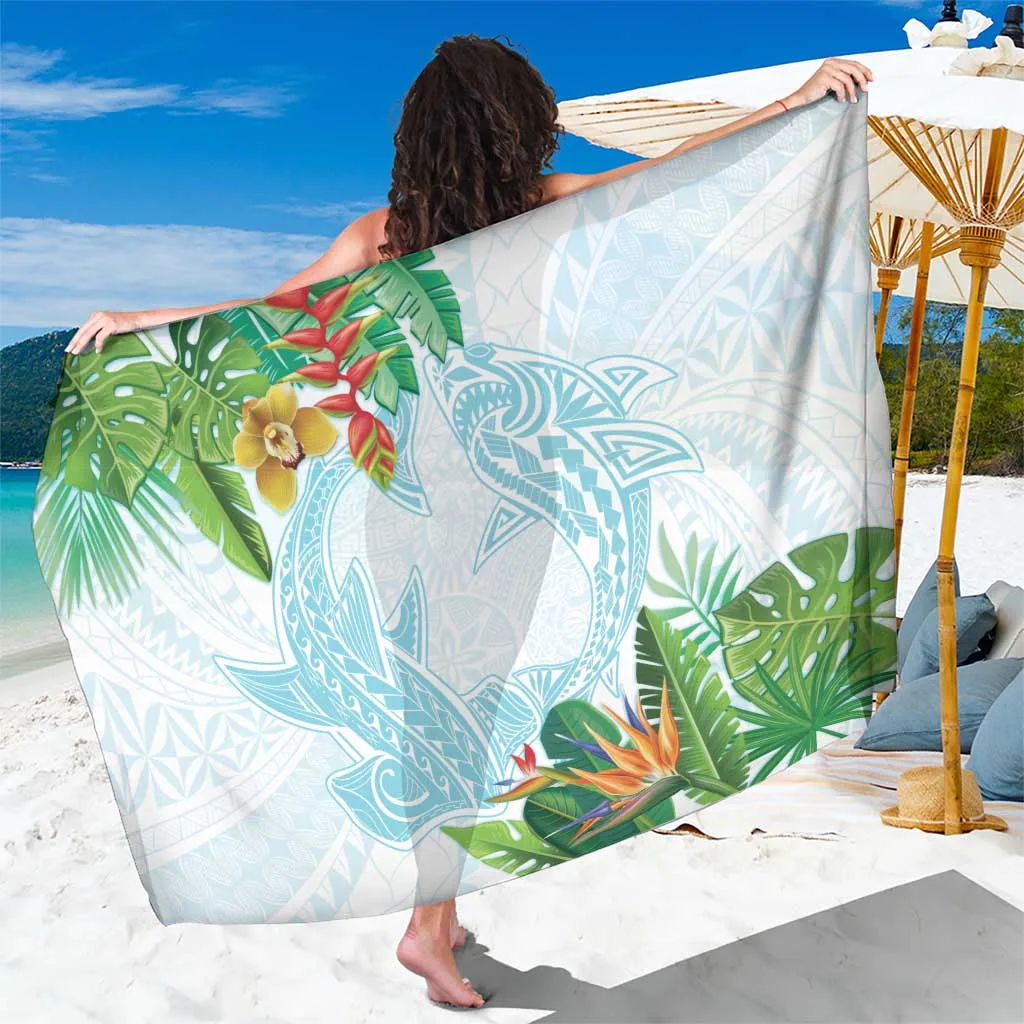 Polynesia Sarong Sharks Duo Tropical Turquoise - main view