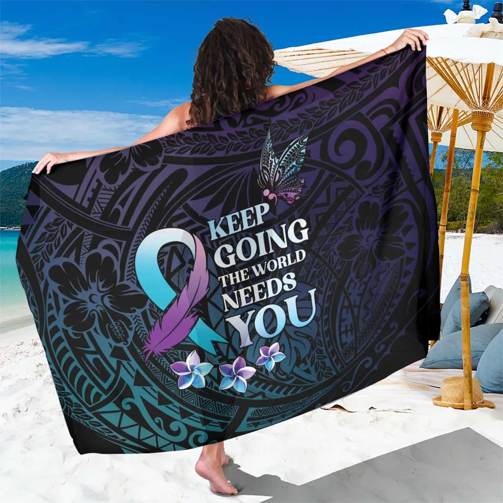 Black Polynesian Tribal Turtle Hibiscus Print Sarong Beach Wrap South Pacific Resort Cover Up Wholesale Pareo - main view