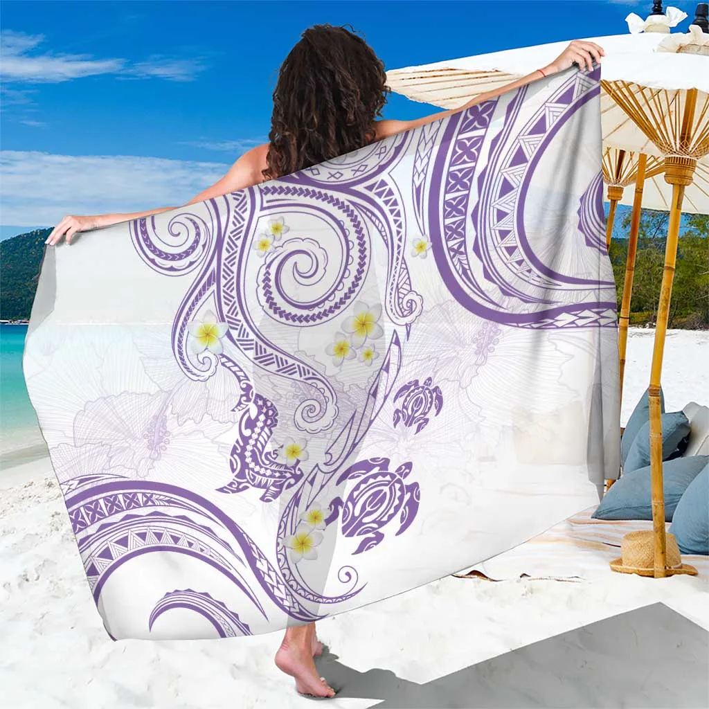 Lilac Plumeria Tribal Tentacles Print Sarong Polynesian Island Beach Resort Wrap Wholesale Pareo - main view