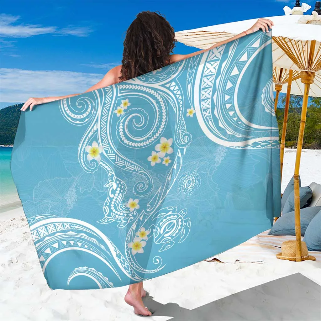 Turquoise Plumeria Tribal Polynesia Print Sarong Beach Wrap Resort Hotel Wholesale Pareo - main view