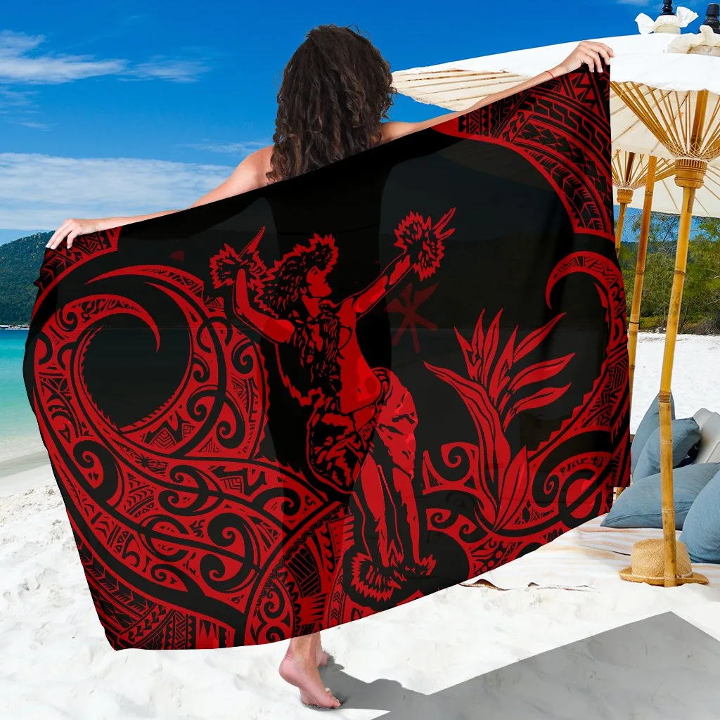 Polynesian Hawaii Sarong Hula Girl Red 1 - main view