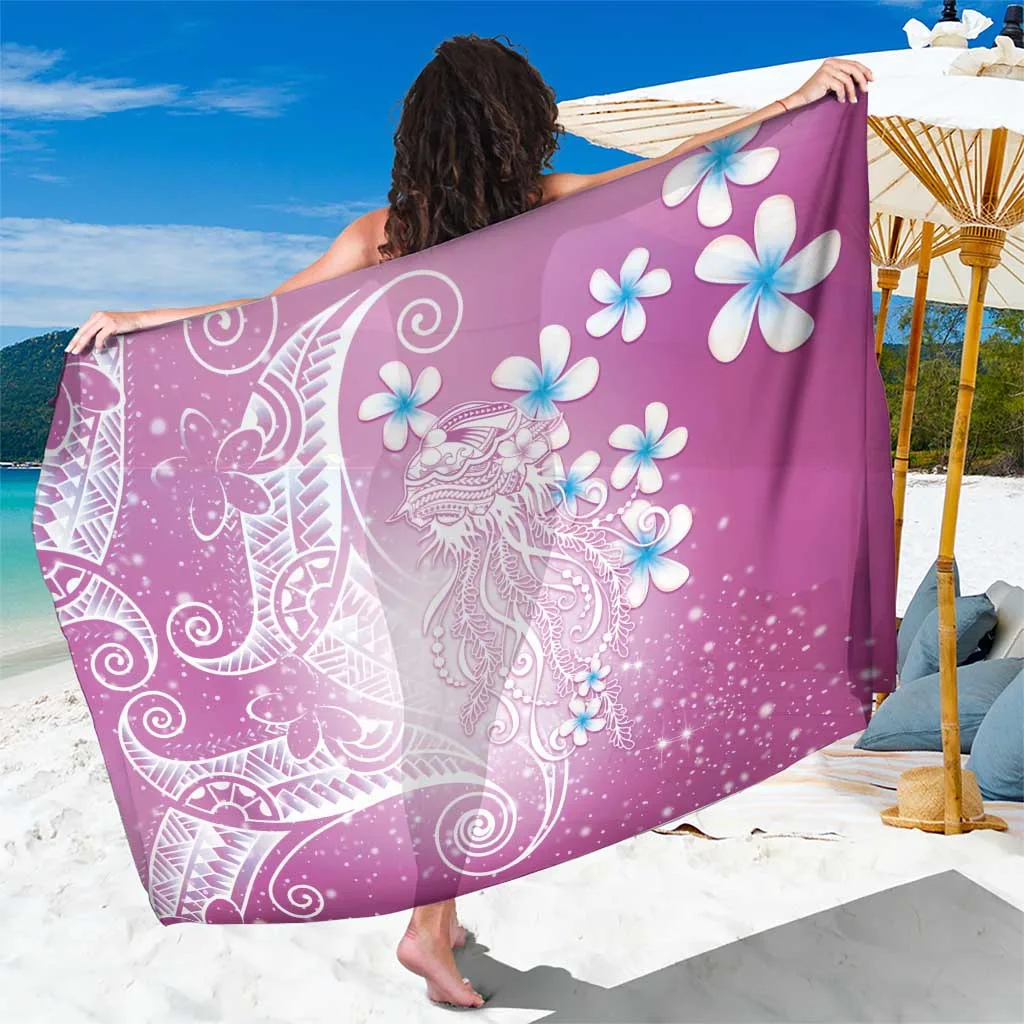 Pink Plumeria Fish Polynesian Print Sarong Beach Wrap Resort Hotel Wholesale Pareo - main view