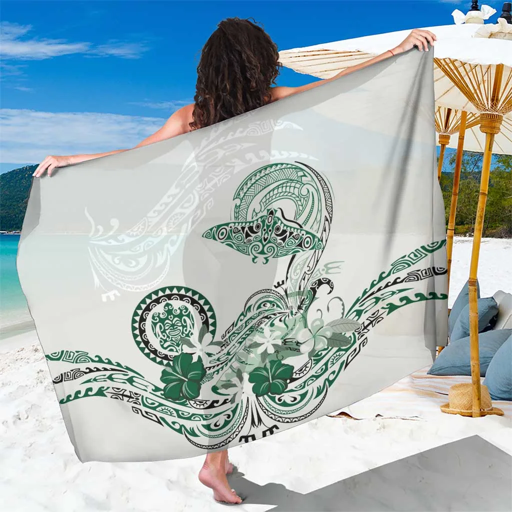 Green Floral Turtle Polynesian Print Sarong Beach Wrap Summer Island Cover Up Wholesale Pareo - main view