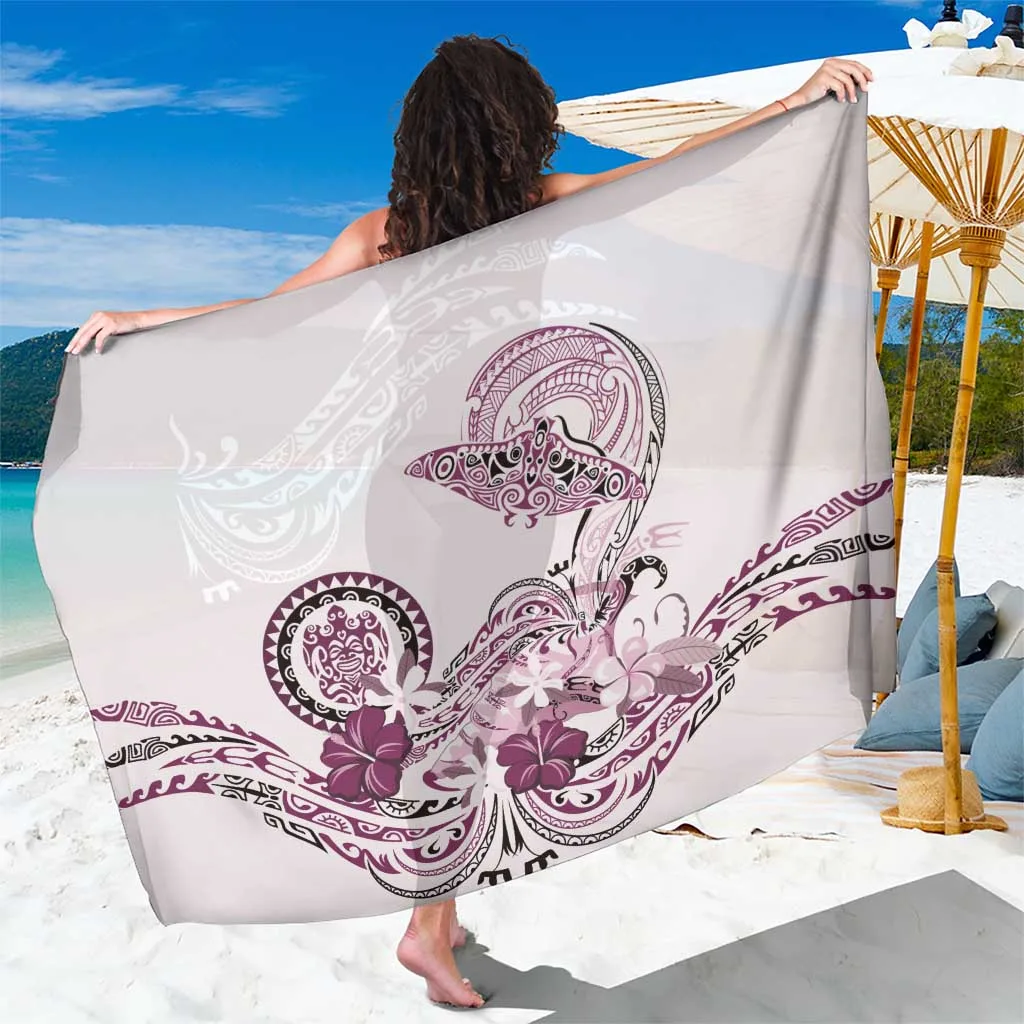 Pink Floral Turtle Polynesian Tattoo Print Sarong Beach Wrap Summer Island Resort Cover Up Wholesale Pareo - main view