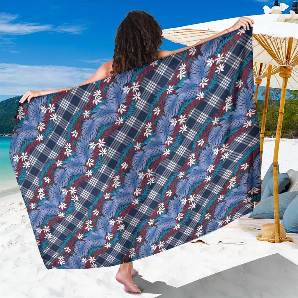 Royal Blue Monstera Tiare Floral Polynesian Print Sarong Tropical Beach Wrap Pareo Wholesale - main view