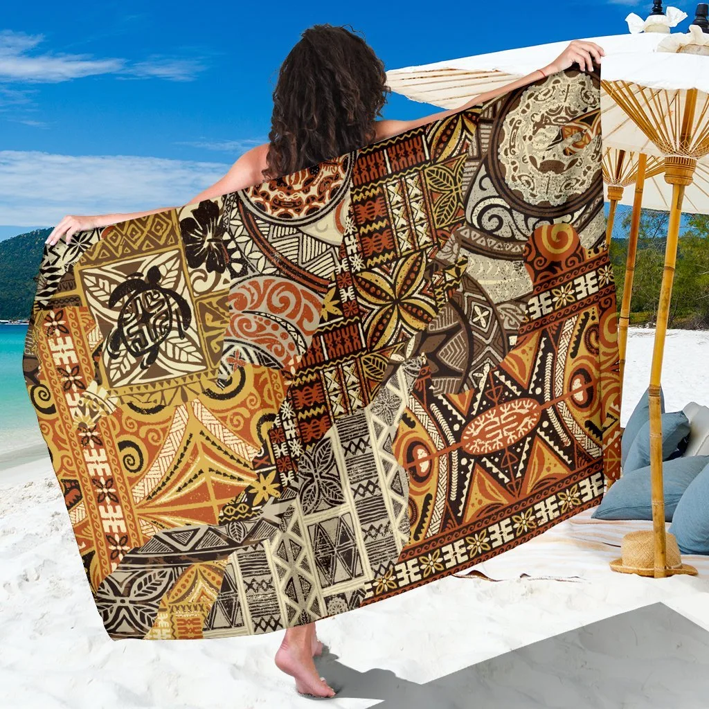 Polynesian Tribal Patchwork Sarong Viscose Rayon Beach Wrap Wholesale Pareo - main view
