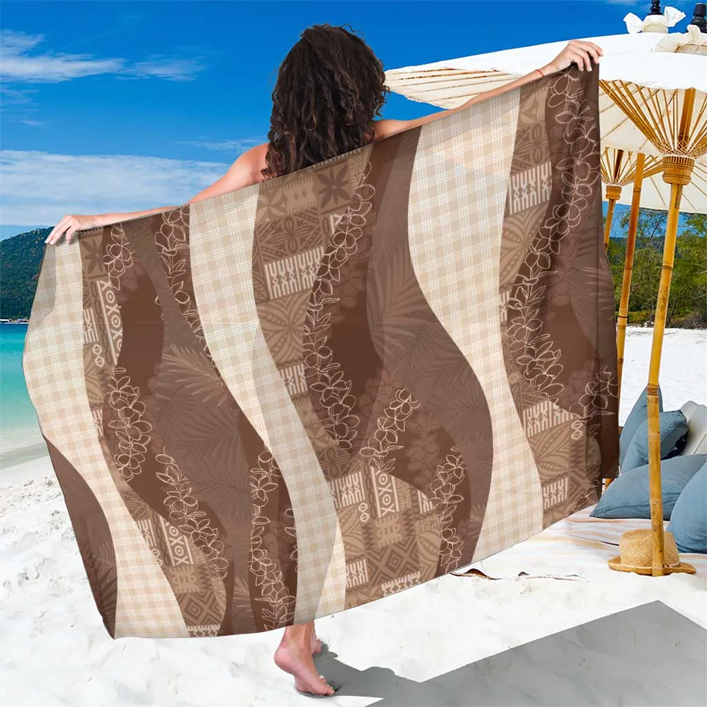 Mocha Brown Polynesian Tribal Geometric Print Sarong Beach Wrap Resort Cover Up Wholesale Pareo - main view