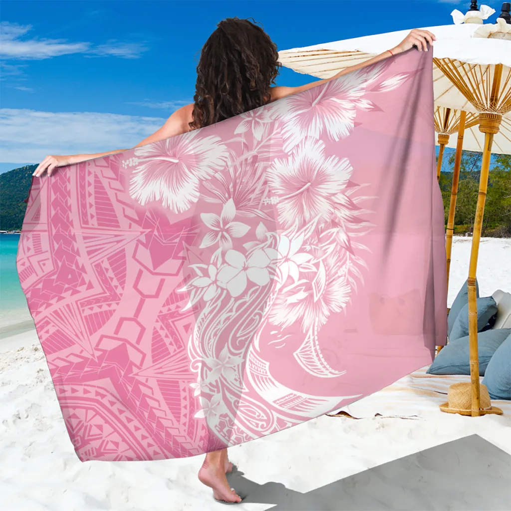 Pink Plumeria Polynesian Print Sarong Tropical Resort Beach Wrap Wholesale Pareo - main view