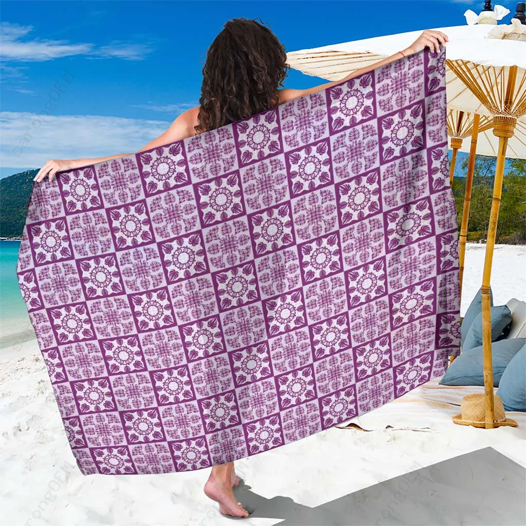 Tropical Sea Turtle Monstera Print Sarong Hawaiian Island Beach Wrap Resort Cover Up Wholesale Pareo - main view