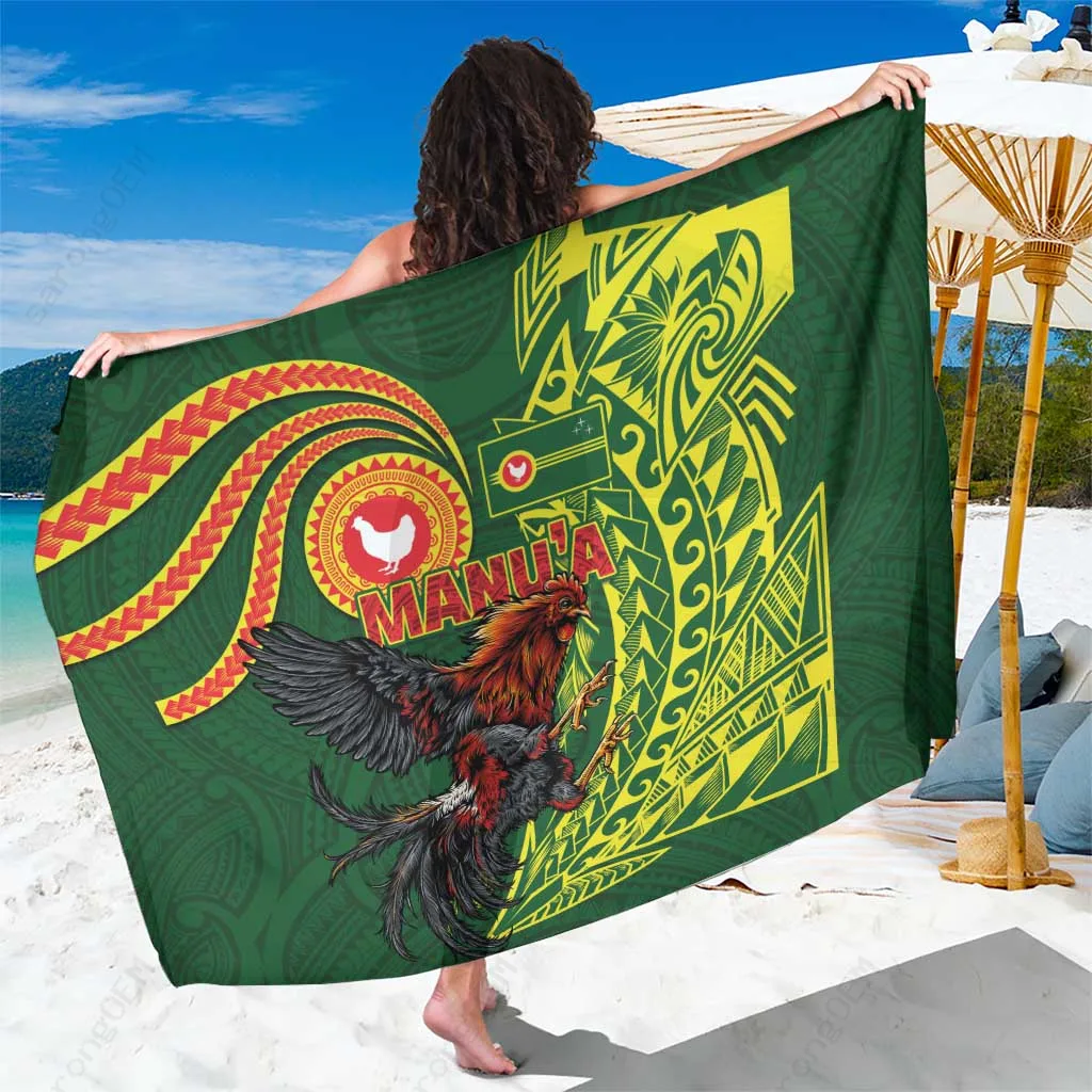 Multicolor Polynesian Rooster & Tribal Art Wing Print Sarong Beach Wrap Pareo for Island Resort Wholesale - main view
