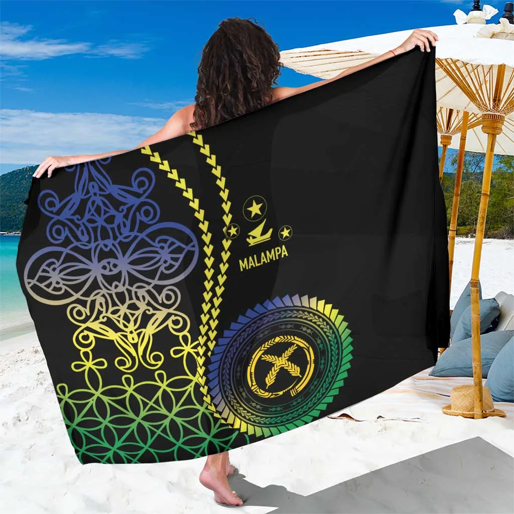 Red Viscose Sarong with Tropical Hibiscus and Tribal Print, South Pacific Beach Wrap for Resort Wear, Wholesale Pareo - main view