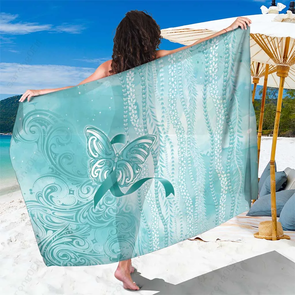 Red Hibiscus Plumeria Tribal Print Sarong Hawaiian Tropical Beach Wrap Pareo for Resort Wholesale - main view