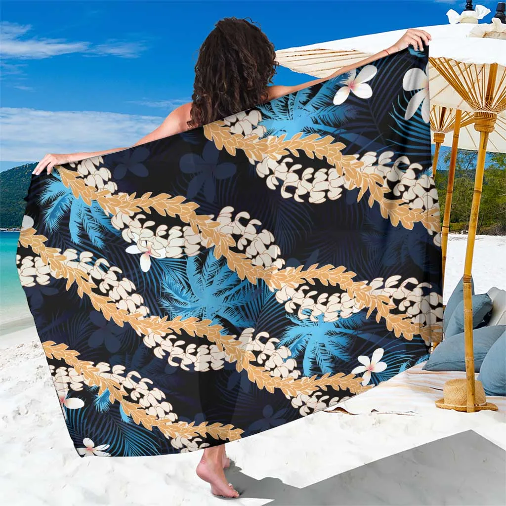 Puakenikeni Maile Lei Sarong Frangipani Blue Tropical Leaves - main view