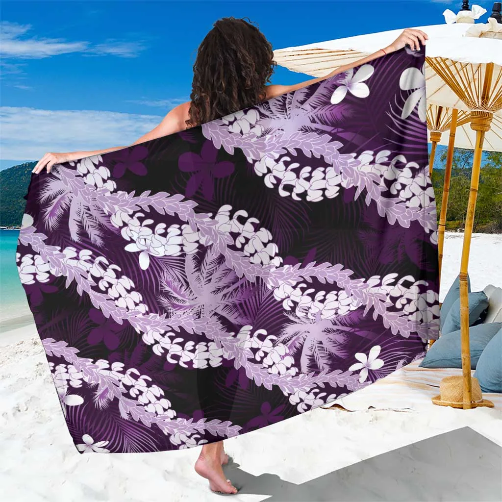 Puakenikeni Maile Lei Sarong Frangipani Purple Tropical Leaves - main view