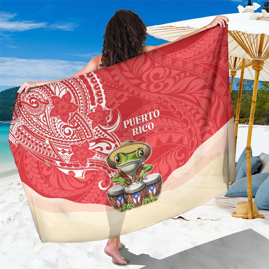 Puerto Rico Sarong Coqui Frog With Polynesian Pattern - main view