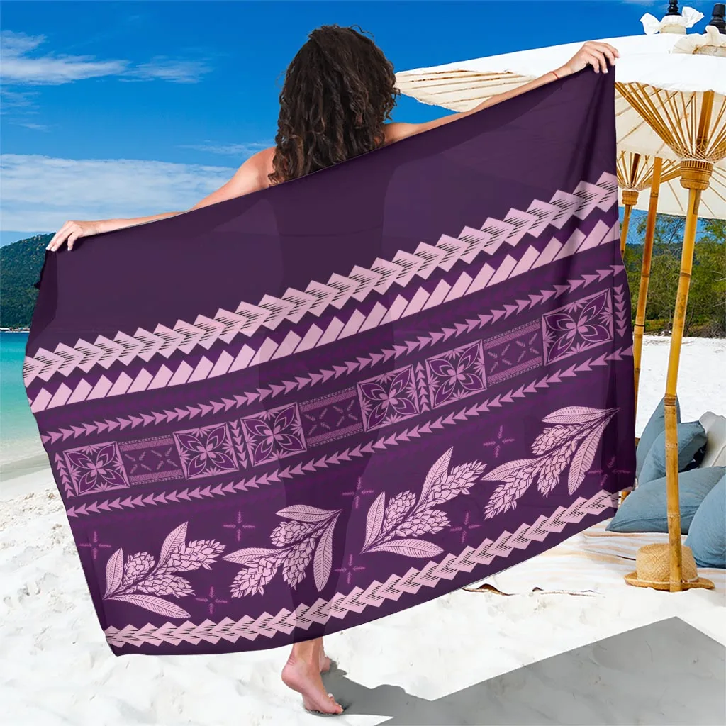 Purple Samoa Siapo Teuila Flowers Sarong - main view