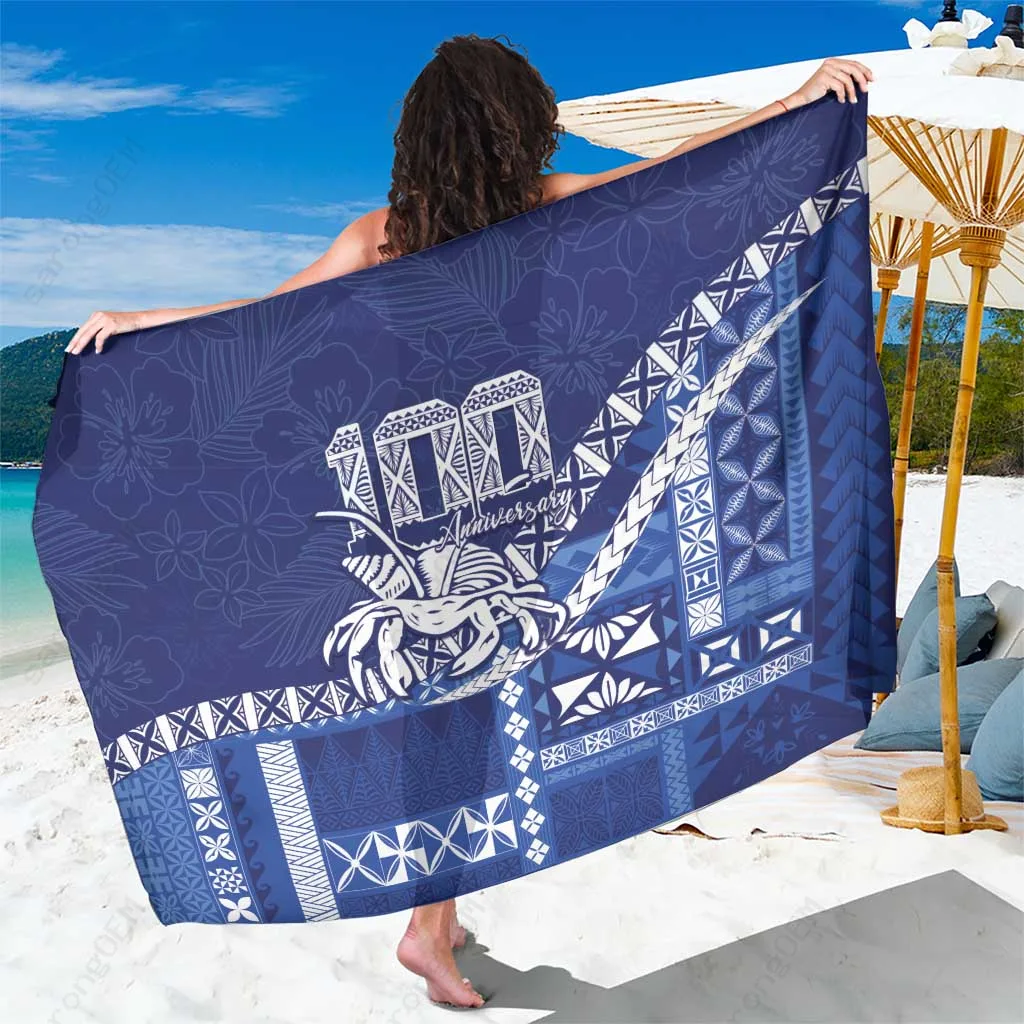 Navy Royal College 100th Anniversary Tribute Print Sarong South Pacific Island Beach Wrap Wholesale Pareo - main view