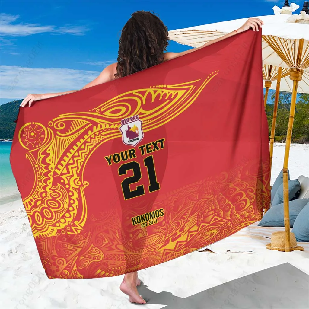 All Red Papua New Guinea Tribal Geometric Print Sarong Polynesian South Pacific Beach Wrap Custom OEM Pareo - main view