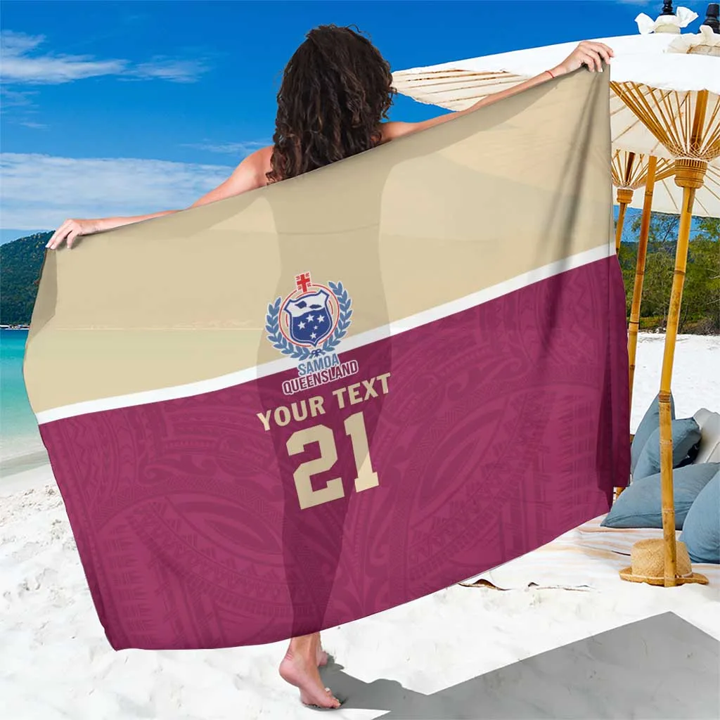Maroon Tribal Polynesian Samoa Print Sarong Beach Wrap for Resort Hotel Custom OEM Pareo - main view