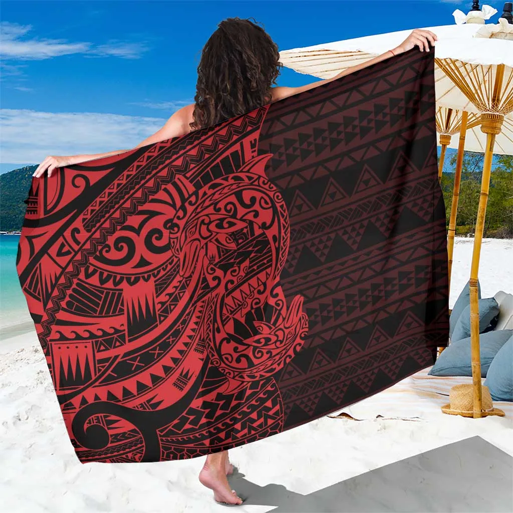 Red Couple Dolphins Maori Polynesian Style Sarong - main view