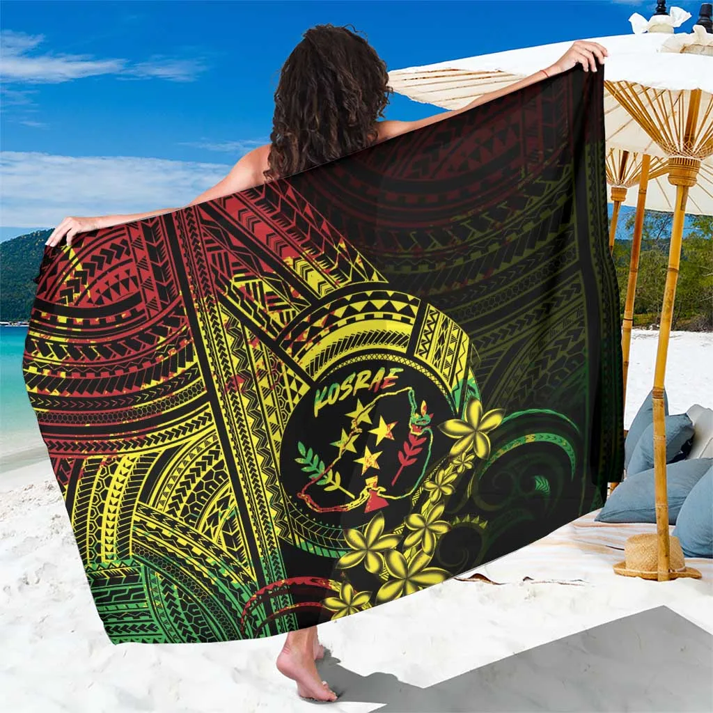 Black Polynesian Tattoo Turtle Hibiscus Print Sarong Beach Wrap for Resort Hotel Wholesale Pareo - main view