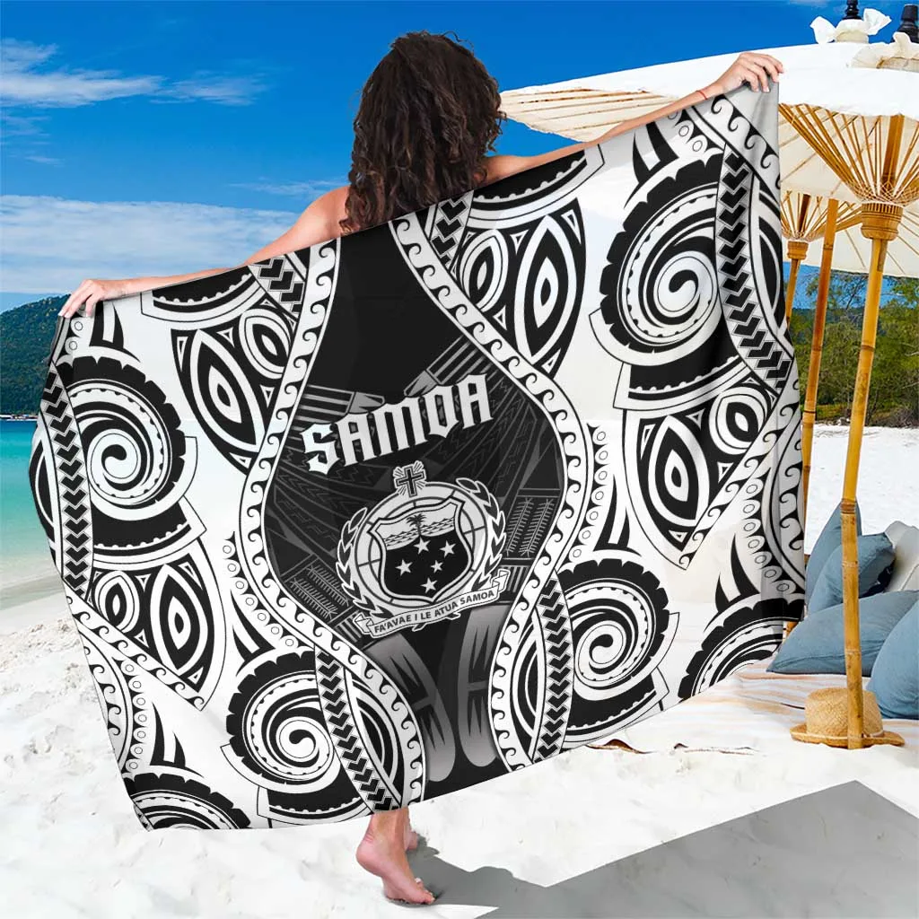 Black Samoa Tribal Print Sarong Rayon Beach Wrap Pareo for Resort Hotel Wholesale Custom - main view