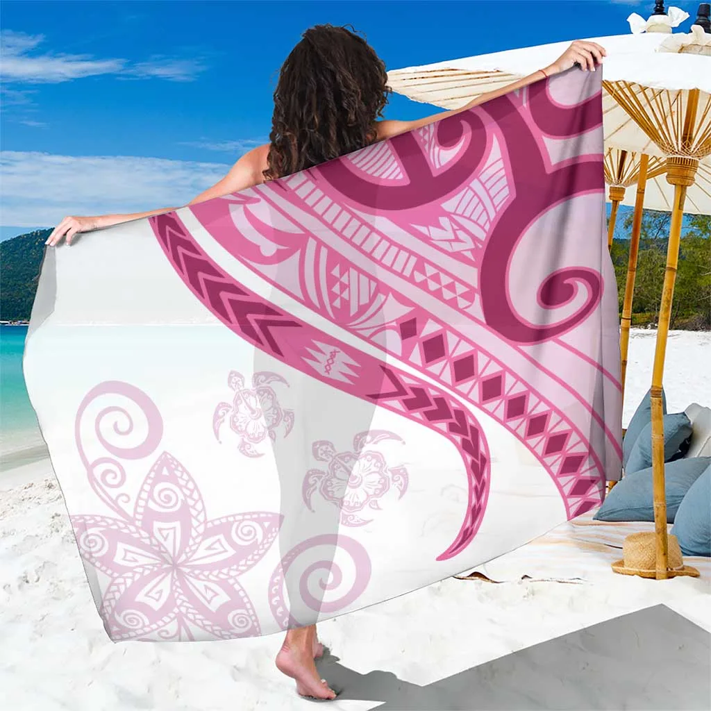 Rose Pink Polynesian Tribal Turtle Floral Print Sarong Beach Wrap for Resort Hotel Wholesale Pareo - main view