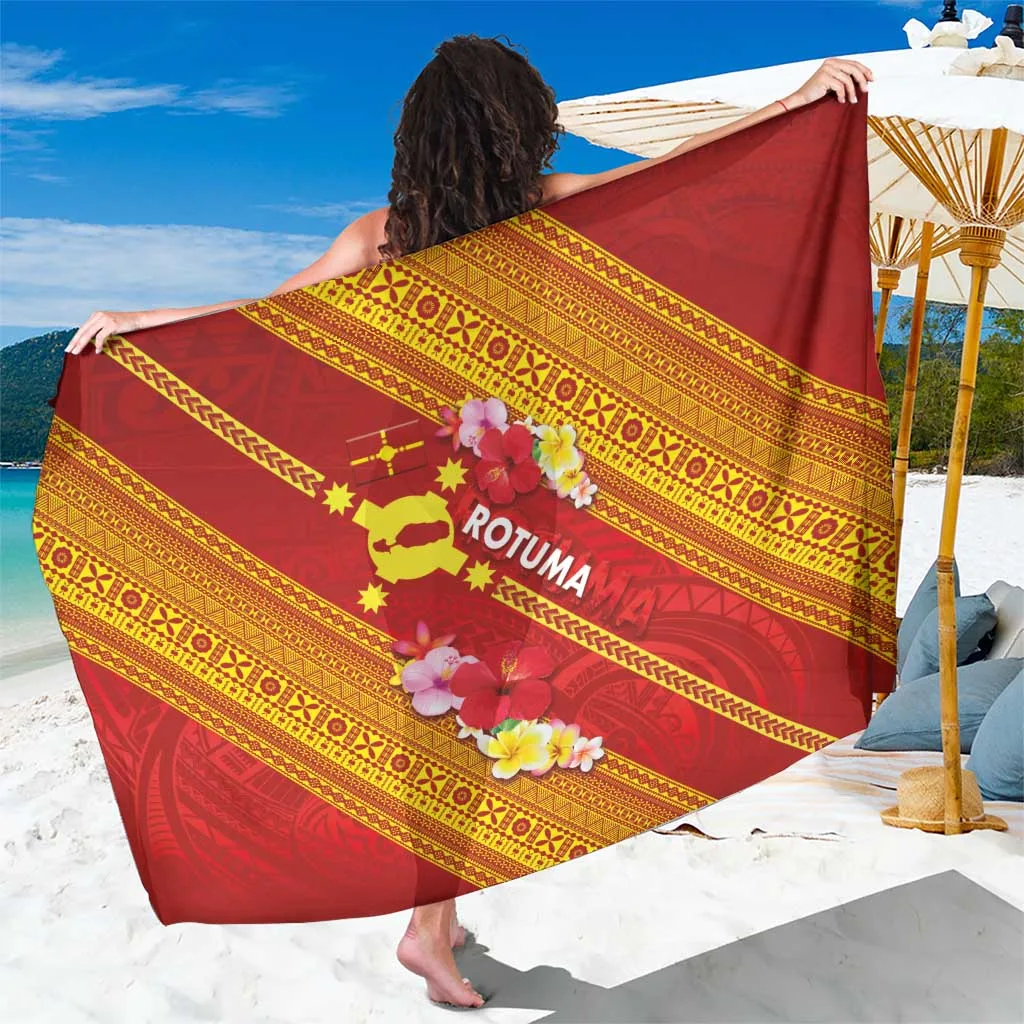 Cream Hibiscus Polynesian Tapa Print Sarong Fijian Island Resort Beach Wrap Wholesale Pareo - main view