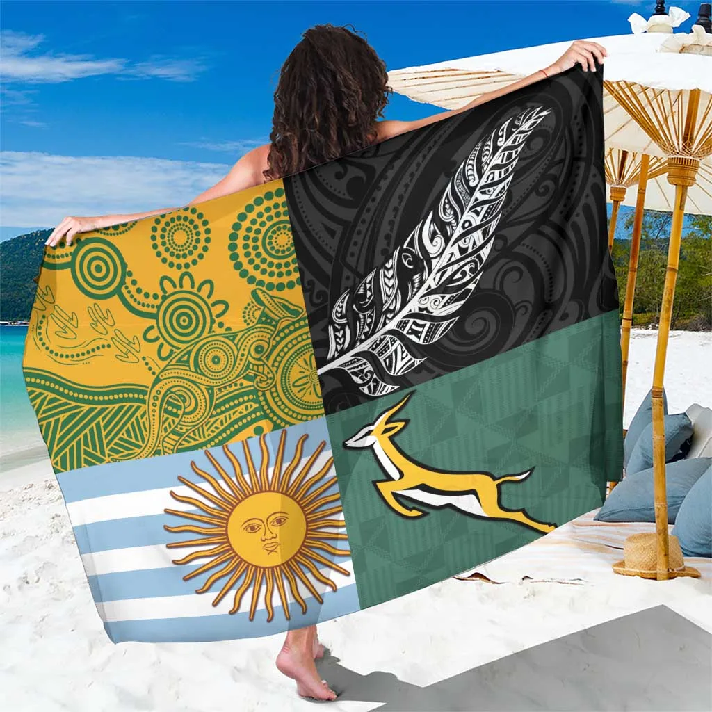 Deep Blue Rugby 2025 Championship Southern Hemisphere Print Sarong Polynesian Beach Wrap Wholesale Pareo - related