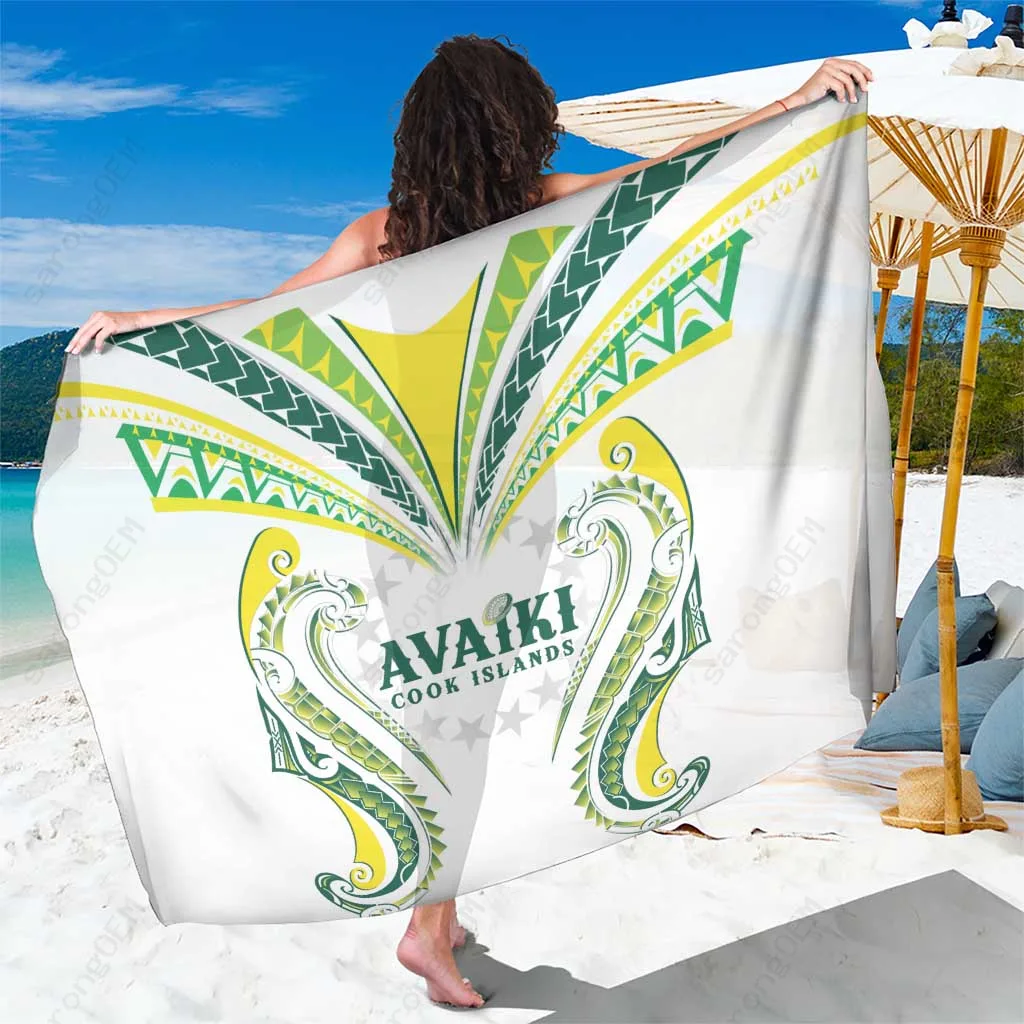 Red Tribal Maori Inspired Sarong Beach Wrap Polynesian Print Rayon Pareo Cover Up Wholesale - main view