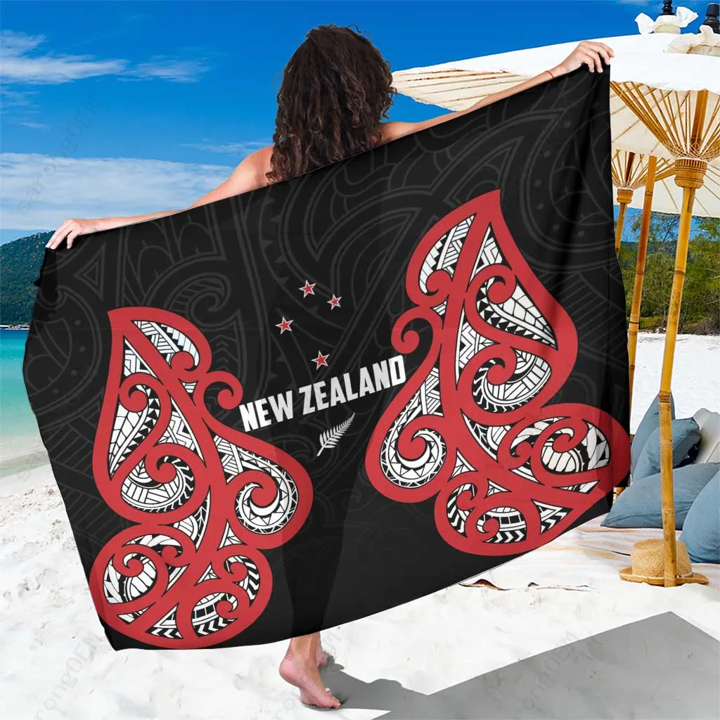 Black Tribal Champion Print Sarong Polynesian Style Beach Wrap for Resort Hotel Wholesale Pareo - main view