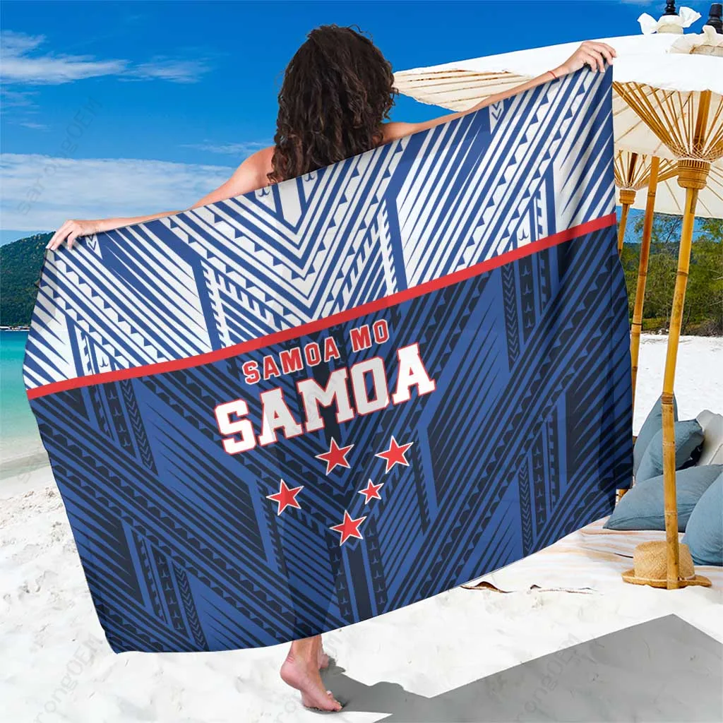 Navy Samoa Warrior Tribal Print Sarong Polynesian Island Beach Wrap Pareo Wholesale - main view