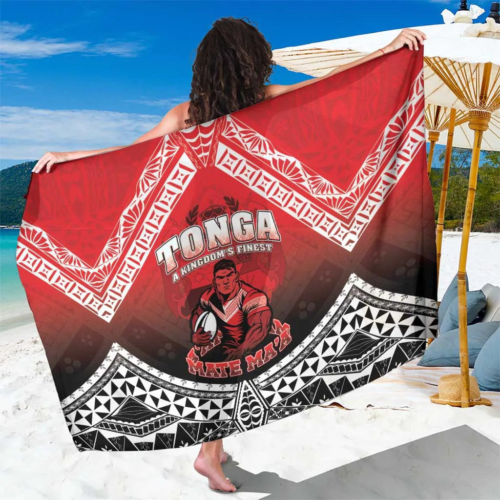 Deep Blue Gold Tonga Emblem Palm Leaf Print Sarong South Pacific Island Resort Beach Wrap Wholesale Pareo - main view