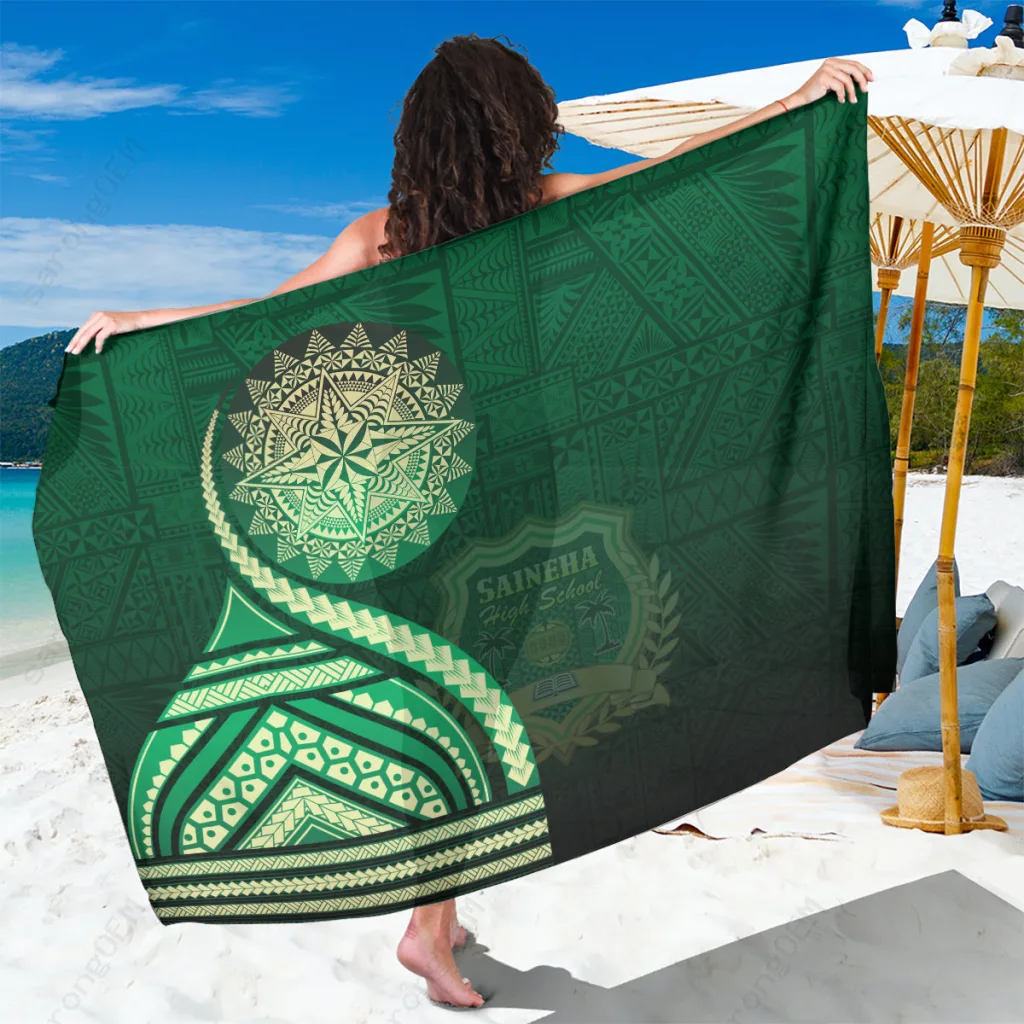 Polynesian Turtle Hibiscus Print Sarong Beach Wrap Pareo Rayon Custom OEM Wholesale