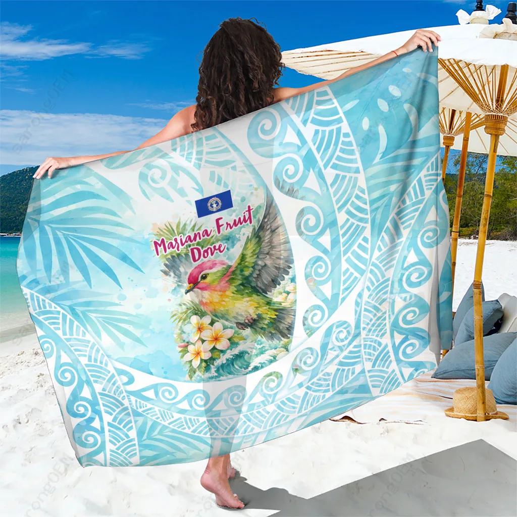 Watercolor Fruit Dove Polynesian Islands Print Sarong Beach Wrap Tropical Resort Cover Up Wholesale Pareo - main view