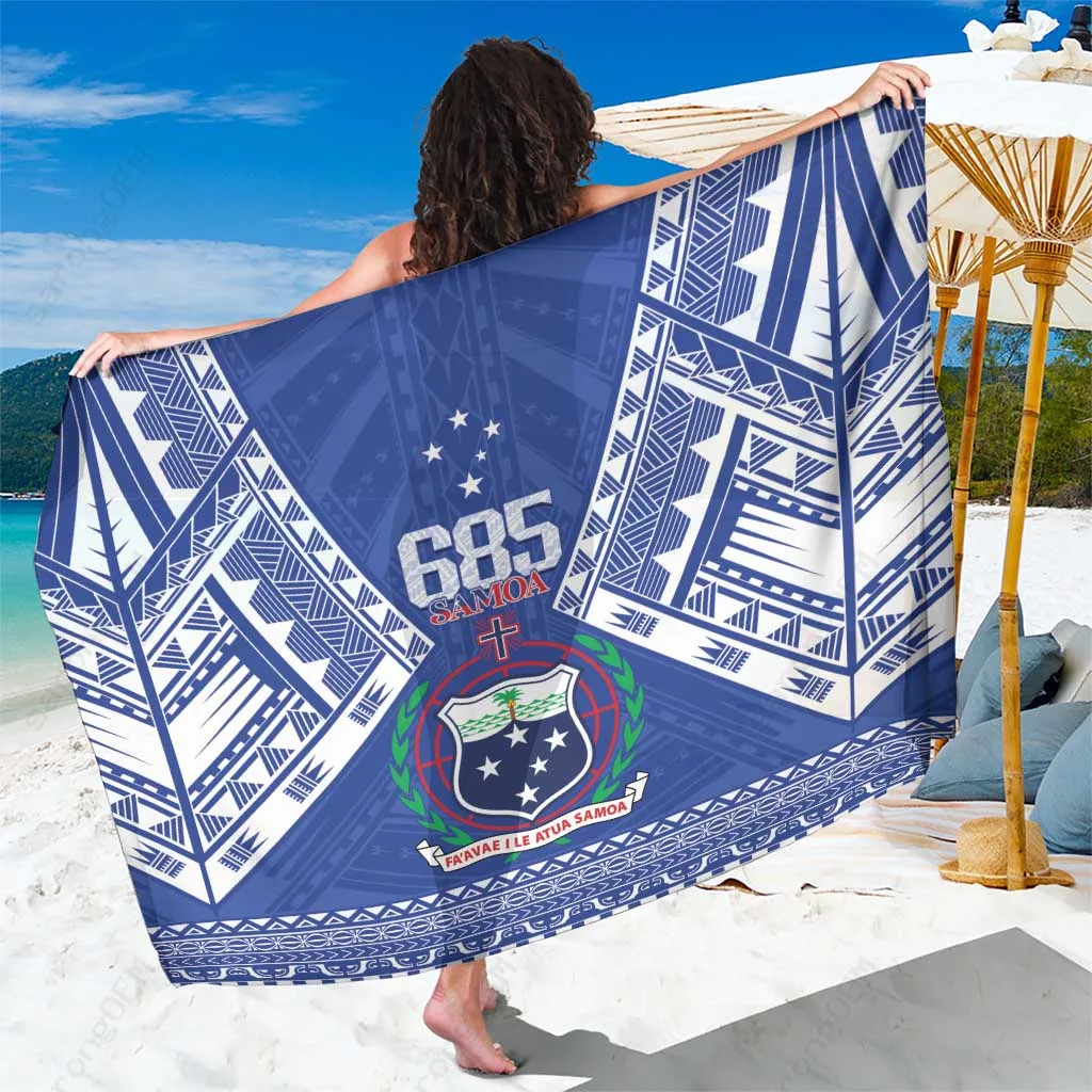 Samoa Coat of Arms Tribal Print Sarong South Pacific Island Beach Wrap Resort Cover Up Wholesale Pareo