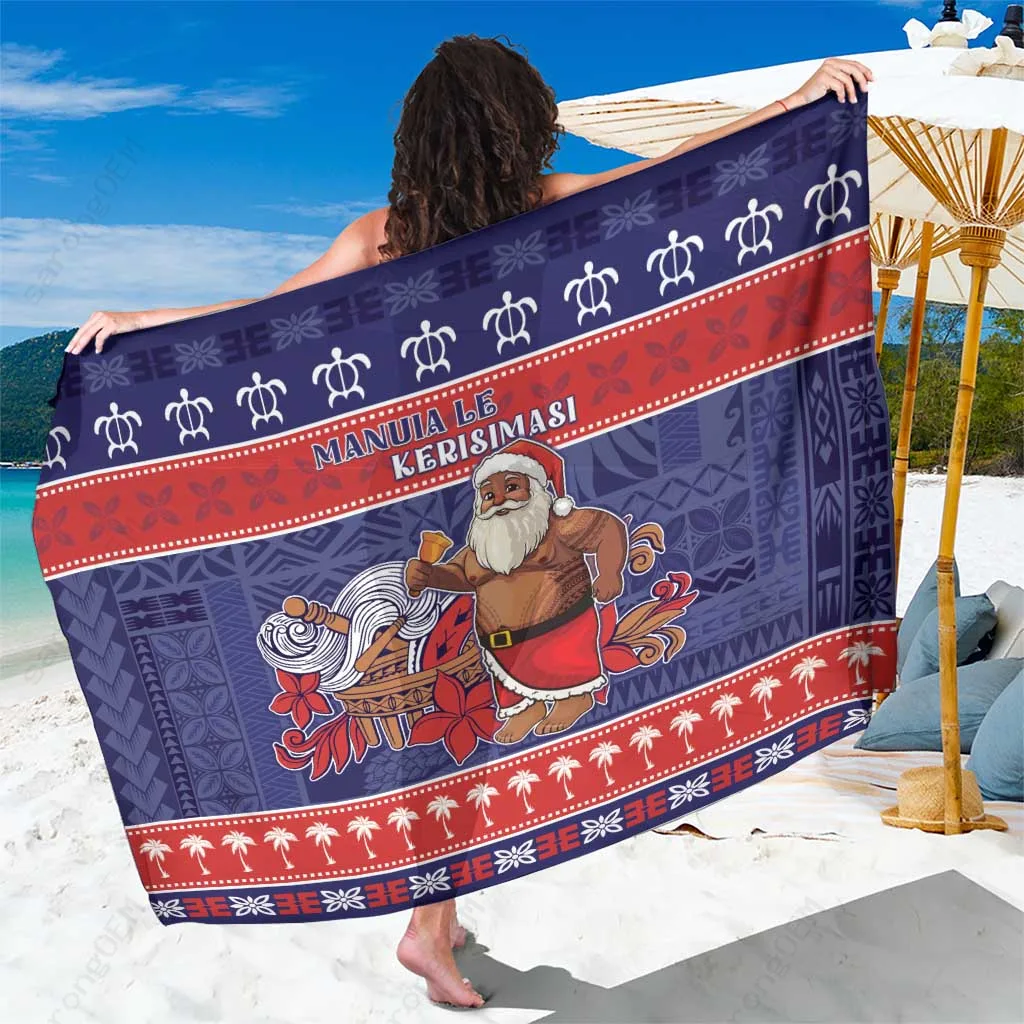 Red Green Samoa Christmas Sarong Samoan Santa Manuia Le Kerisimasi Tropical Island Beach Wrap Pareo Wholesale - related