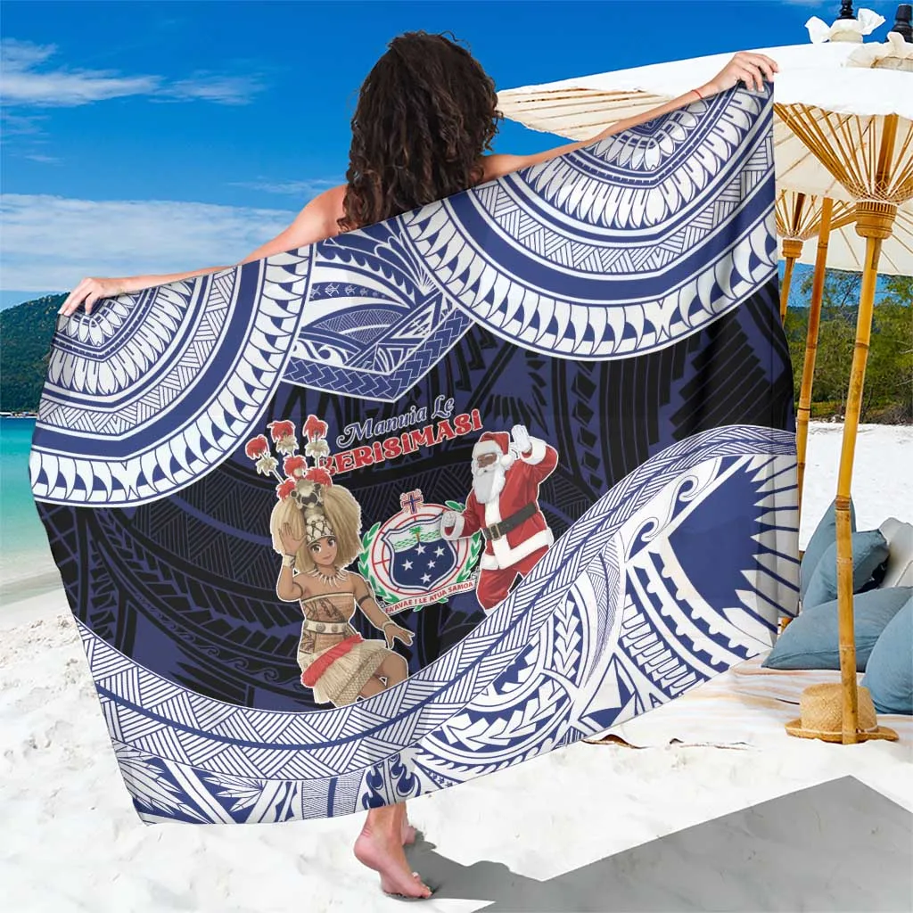 Red Samoa Christmas Santa Siva Dance Print Sarong Polynesian Beach Wrap Wholesale Pareo - main view