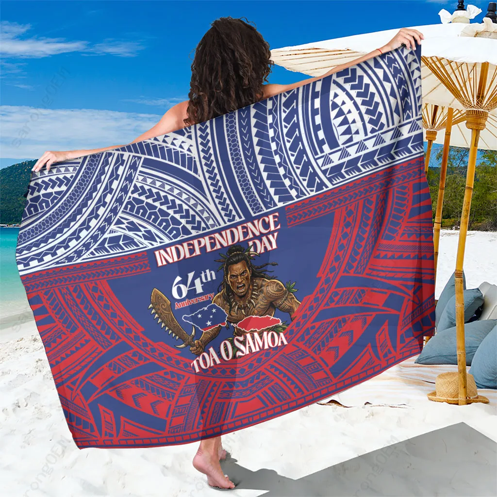 Samoa Independence Day 64th Toa O Samoa Tribal Print Sarong Rayon Beach Wrap Pareo Wholesale - main view