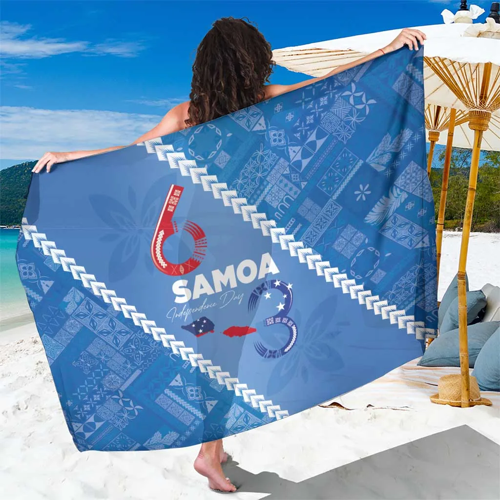 White Samoa Independence 63th Siapo Tribal Art Print Sarong Beach Wrap Polynesian Island Resort Cover Up Wholesale Pareo - main view