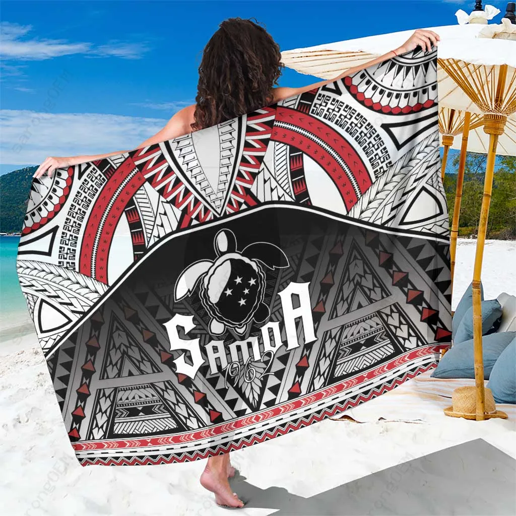 Red Samoa Independence Day Tribal Print Sarong Beach Wrap Dress for Resort Vacation OEM Wholesale Pareo - main view