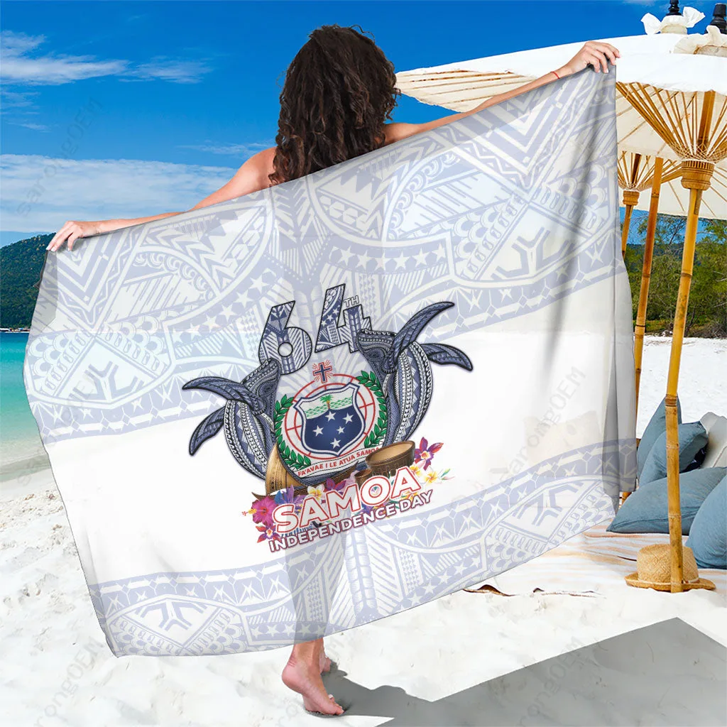 Samoa Flag Red Blue Tribal Print Sarong Beach Wrap Polynesian Island Resort Cover Up Wholesale Pareo - main view