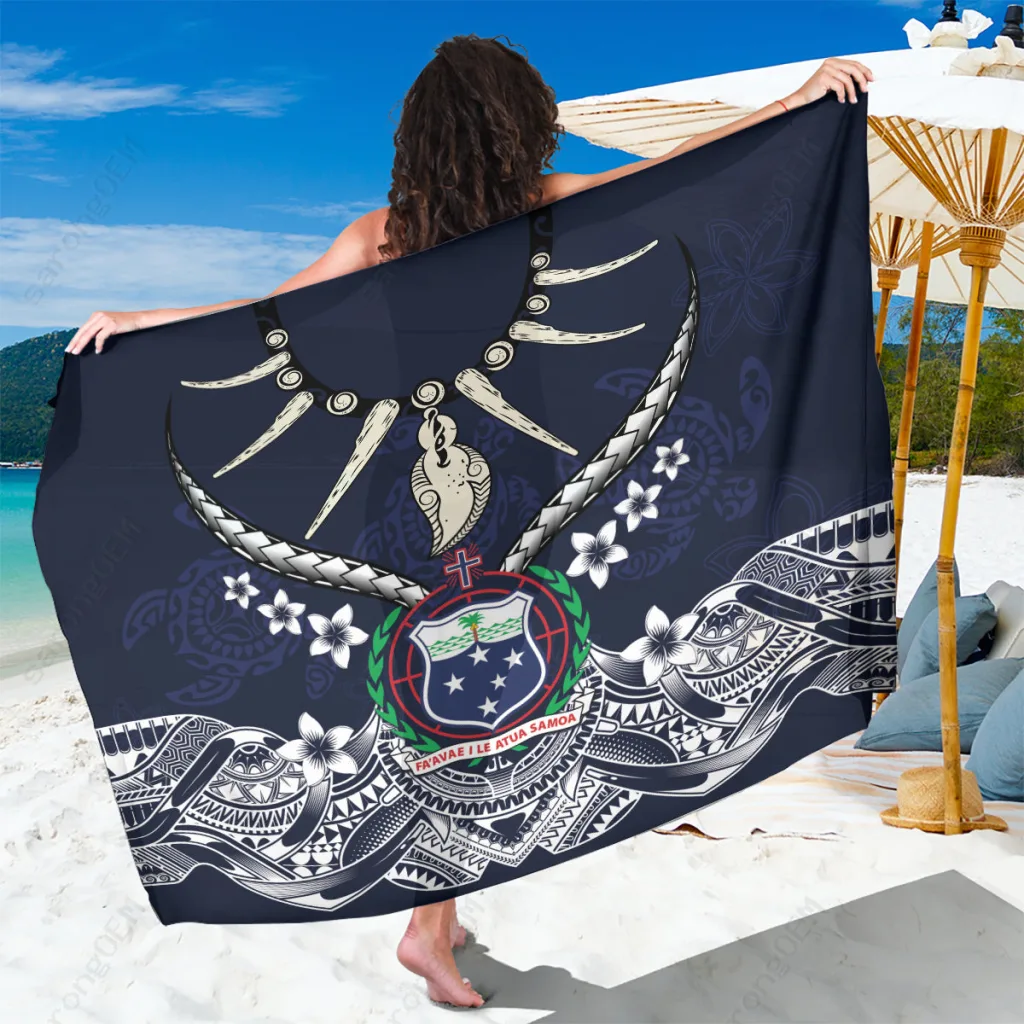 Samoa Turtle Ula Nifo Mix Print Sarong Rayon Beach Wrap Polynesian Island Cover Up Wholesale Pareo - main view