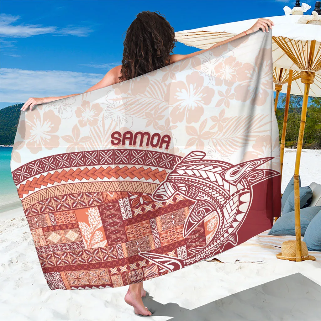 Crimson Red Samoa Tribal Tatau Mamanu Siapo Mandala Print Sarong Polynesian Beach Wrap Wholesale Pareo - main view