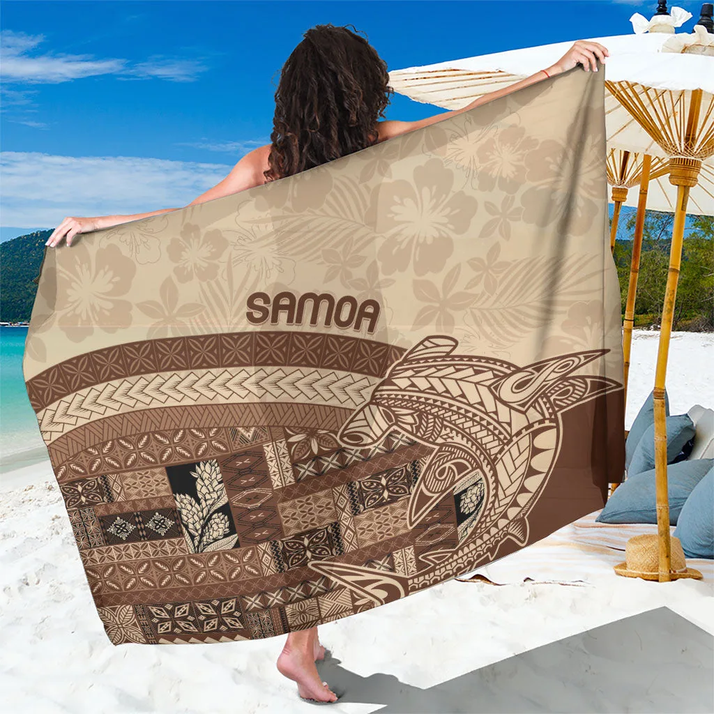 Mocha Brown Samoa Tribal Mamanu Siapo Print Sarong Beach Wrap Pareo for Resort Hotel OEM - related