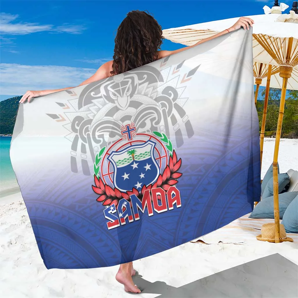 Blue Samoa Rugby 2024 Pacific Sarong with Tribal Palm Print Beach Wrap Cover Up Wholesale Pareo - main view