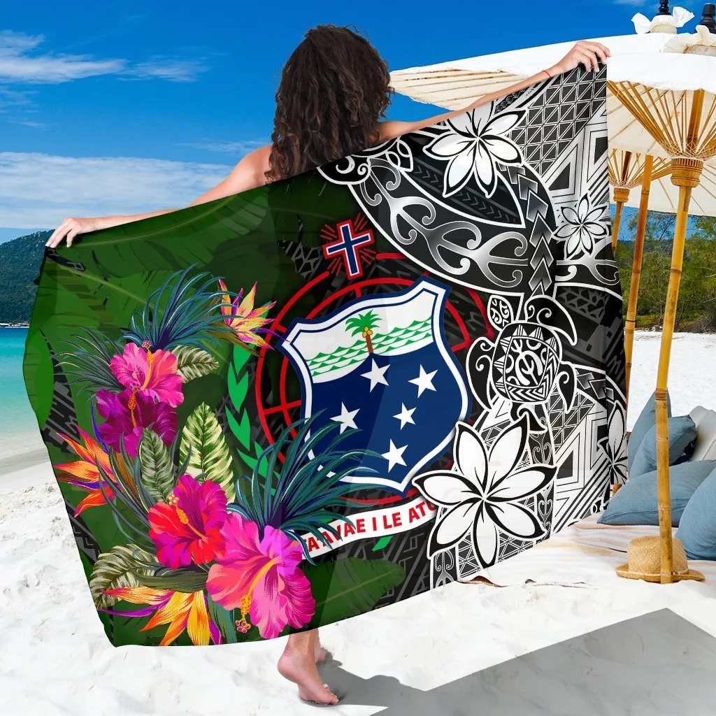Samoa Turtle Plumeria Banana Leaf Print Sarong South Pacific Tropical Beach Wrap Wholesale Pareo - main view