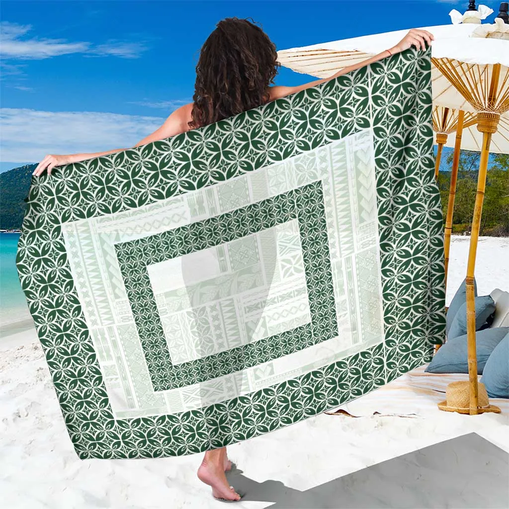 Green Samoa Siapo Sun Print Sarong Polynesian Beach Wrap Pareo for Resort Hotel Wholesale - main view